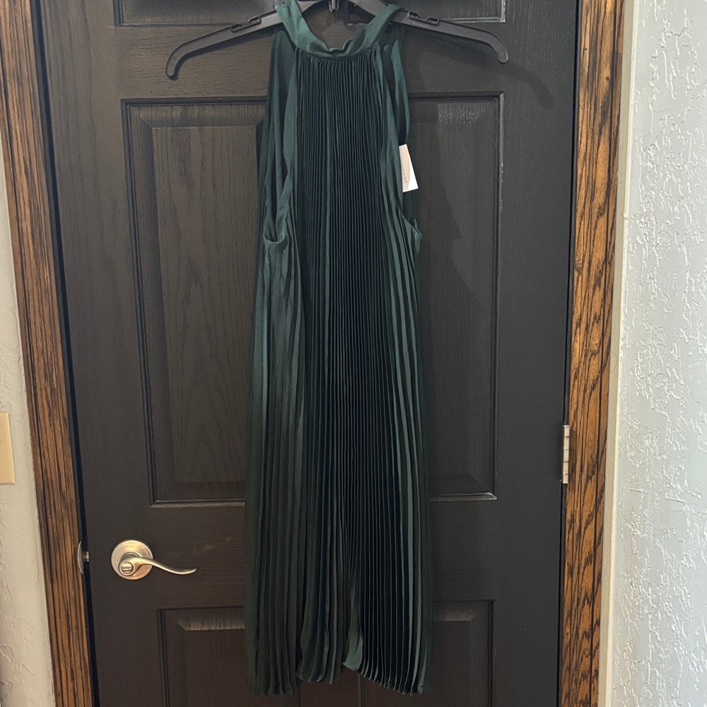 Banana Republic Dark Green Pleated Dress